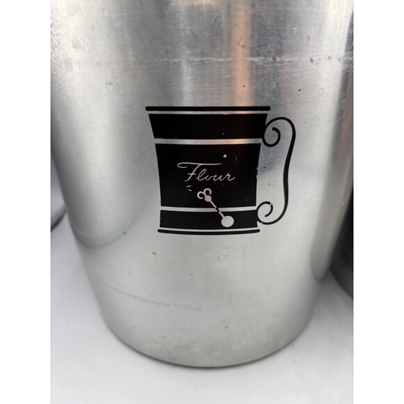 Vtg West Bend Set Of 2 Aluminum Flour Sugar Canisters MCM Retro - Picture 2 of 8